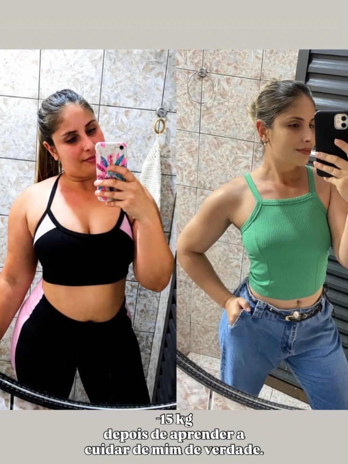 Montagem enviada por Edilaine Machado sobre sua transformação pessoal